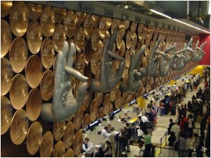 Mudra sculptures displayed in New Delhi International Airport