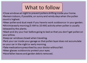 What to do during pollen seasons?