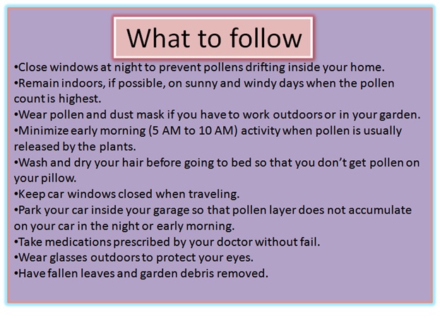 What to do during pollen seasons?