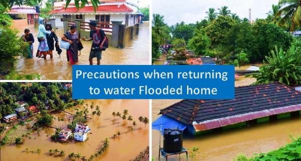 Precautions when returning to water Flooded home