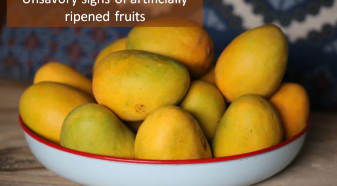 Unsavory sign of artificially ripened fruits
