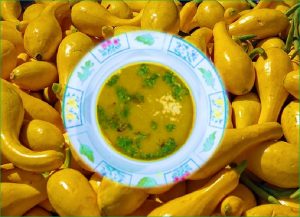 Yellow squash sweet potato soup