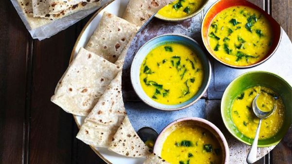 Sweet corn, spinach soup