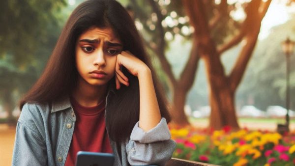 Indian teenager on smart phone